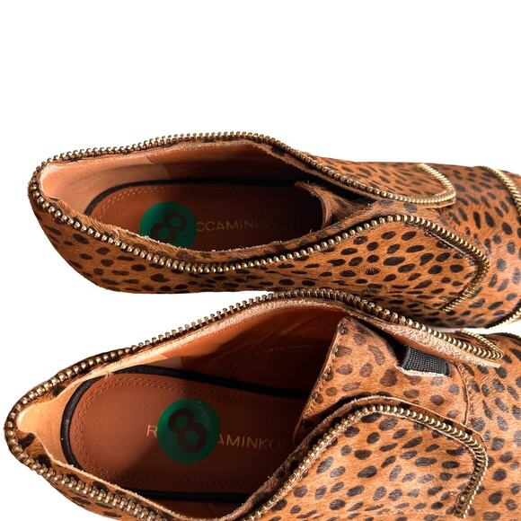 Rebecca Minkoff Calf Fur Leopard Print Loafer Oxford Shoes 8M - Picture 6 of 10